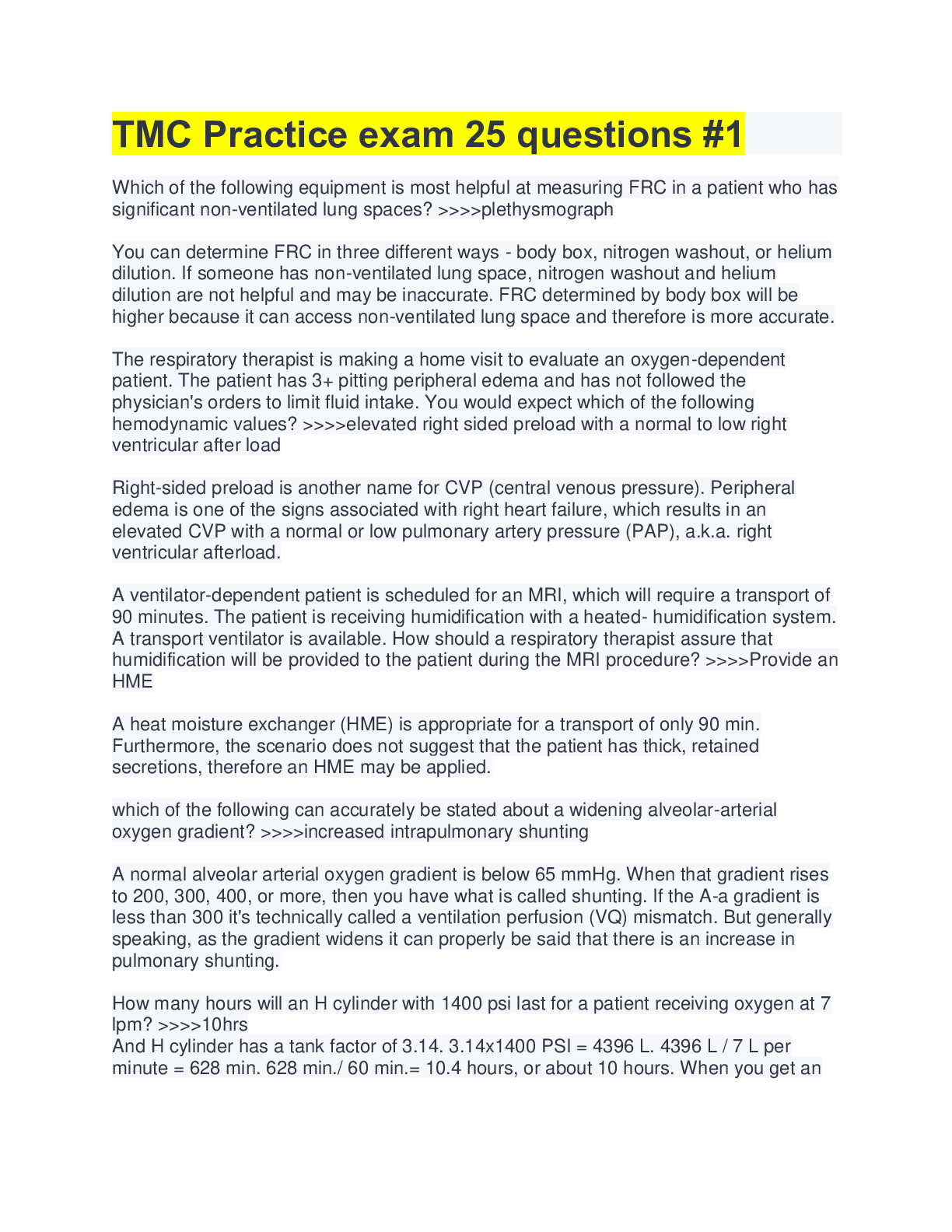 Preview image for 2022 TMC Practice exam 25 questions #1 (with questions & 100% verified correct answers)